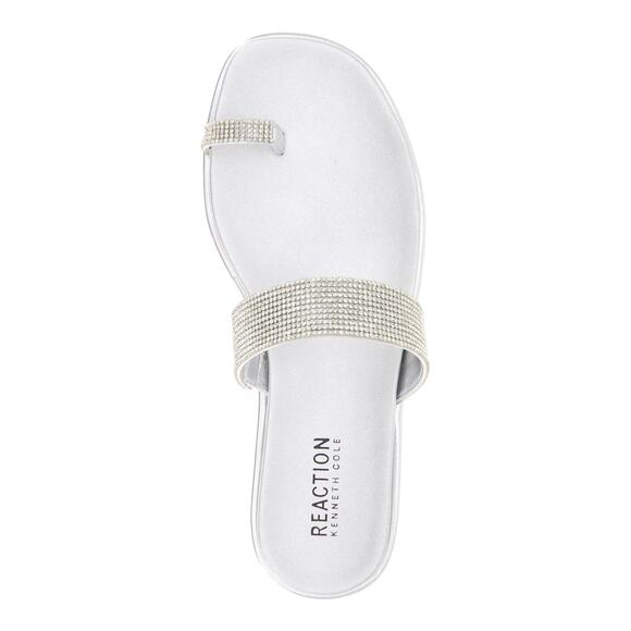 Kenneth Cole Reaction Women's Wilfred Toe Loop Flat Sandals Silver Size 8 1/2 - Picture 4 of 5